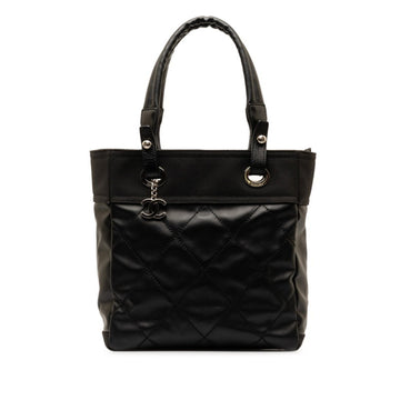 CHANEL Coco Mark Paris Biarritz Tote PM Handbag Bag A34208 Black PVC Canvas Women's
