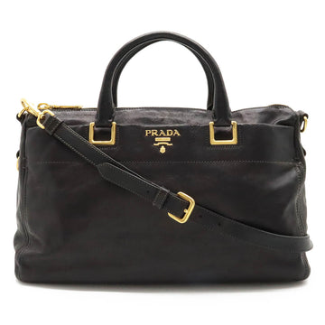 PRADA Handbag Shoulder Bag Leather NERO Black BL0792