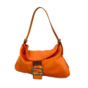 FENDI Shoulder Bag Mamma Bucket Nylon Leather Orange Women's