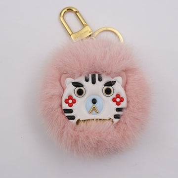 LOUIS VUITTON Bijoux Sac Wild Fur Keychain M68450 Mink fur x leather Pink Keyring Bag charm Animal