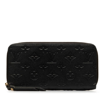 LOUIS VUITTON Monogram Empreinte Zippy Wallet Round Long M61864 Noir Black Calf Leather Women's