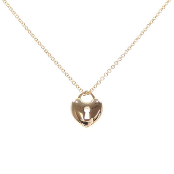 TIFFANY Heart Lock Necklace for Women, K18YG, 3.3g, 18K Yellow Gold, 750, Padlock Pendant