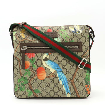 GUCCI Tian GG Supreme Sherry Line Shoulder Bag Bird Flower PVC Khaki Beige Multicolor 406408