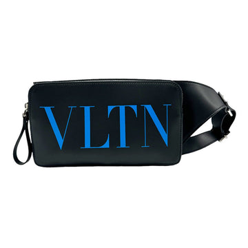 VALENTINO GARAVANI Garavani Body Bag Waist VLTN Leather Black/Blue Silver Men's z0433