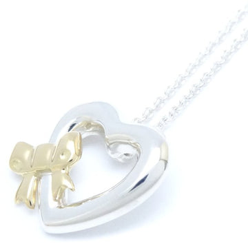 TIFFANY&Co.  Heart Ribbon Necklace Silver 925xK18YG Yellow Gold 291355