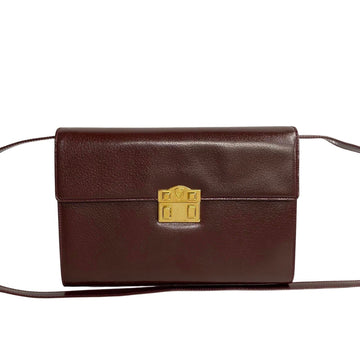 GUCCI Old  Crest Pattern Leather 2way Clutch Bag Shoulder Bordeaux 14899