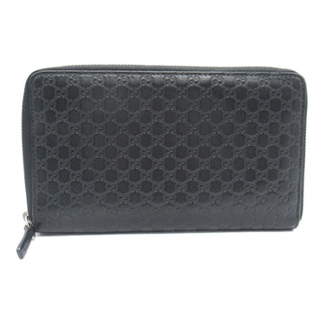 GUCCI Micro shima round long wallet Black leather 391465