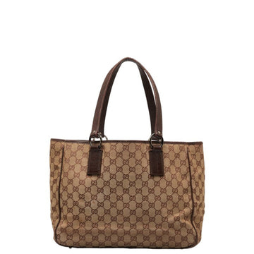 GUCCI GG Canvas Handbag Shoulder Bag 113017 Beige Brown Leather Women's