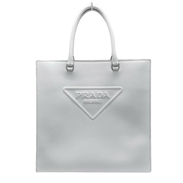 PRADA Embossed Triangle Tote Bag Handbag Shell Gray 2VG084 Women's Men's