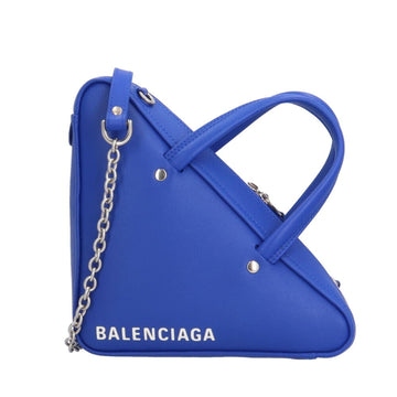 BALENCIAGA Triangle Duffle Shoulder Bag Leather Blue Women's