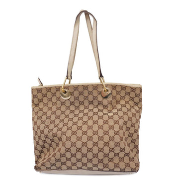GUCCI Tote Bag GG Canvas 140274 Ivory Brown Champagne Women's