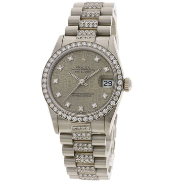 ROLEX 68289G Datejust Bezel Belt Center Diamond Manufacturer Complete Watch K18 White Gold K18WG Boys
