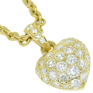 CARTIER Heart Pave Diamond Necklace K18 Yellow Gold x 10.3g Women's A+ Rank I120124045