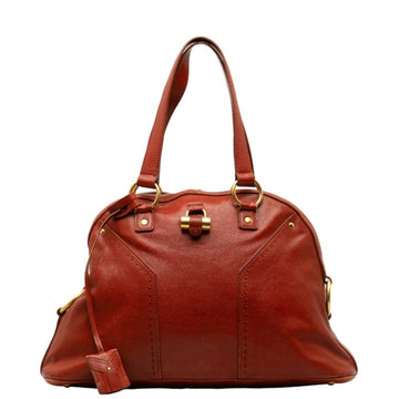 YVES SAINT LAURENT Muse Handbag 156464 Red Leather Women's