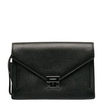 BURBERRY Clutch Bag Second Black Leather Women's