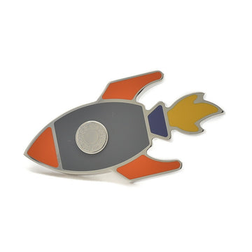 HERMES Space H Badge Locket Pin Brooch