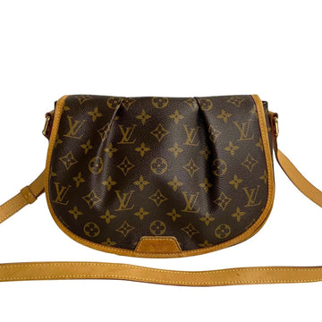 LOUIS VUITTON Menilmontant PM Monogram Leather Shoulder Bag Pochette Brown 65443
