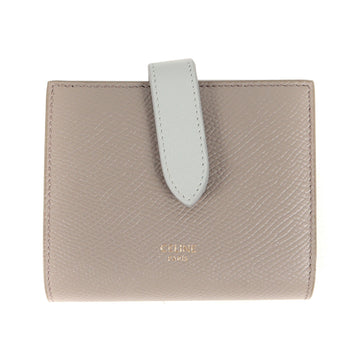 CELINE Current Model Grained Calfskin Leather Small Strap Wallet Bicolor Pebble Mineral