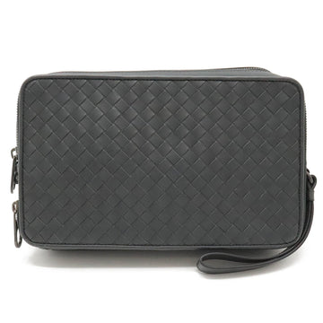 BOTTEGA VENETA Intrecciato Clutch Bag Second Leather Gray 344776