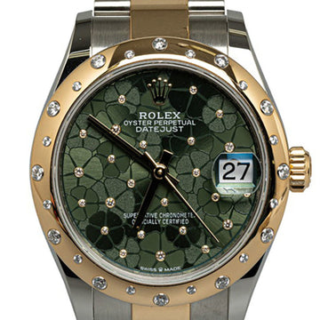 ROLEX Datejust 31 Floral Motif Watch 278343RBR Automatic Olive Green Dial Stainless Steel K18YG Yellow Gold Ladies