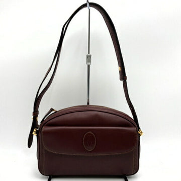 CARTIER Mustline Shoulder Bag Width approx. 25cm Wine Red Leather Ladies  IT9KYJ9Q52G6