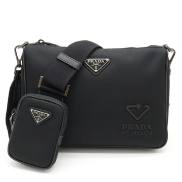 PRADA shoulder bag nylon leather NERO black 2VH113