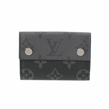 LOUIS VUITTON Monogram Eclipse Discovery Compact Wallet Black/Gray M45417 Men's Reverse Tri-fold