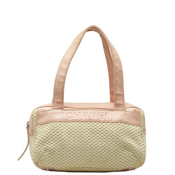 CHANEL Bag Handbag Pink Natural Leather Cotton Women's