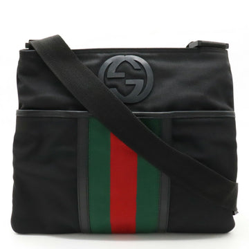 GUCCI Sherry Webbing Line Shoulder Bag Nylon Canvas Leather Black Green Red 181067