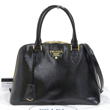 PRADA handbag shoulder bag leather black 1BA002