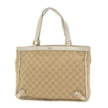 GUCCI GG pattern tote bag canvas leather beige gold 170004