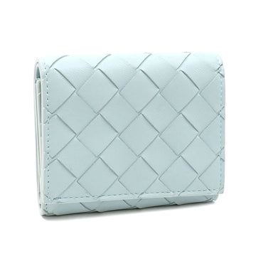 BOTTEGA VENETA Trifold Wallet Intrecciato Women's Blue Leather 719424