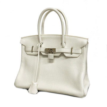 HERMES handbag Birkin 30 X engraved Taurillon Clemence white ladies
