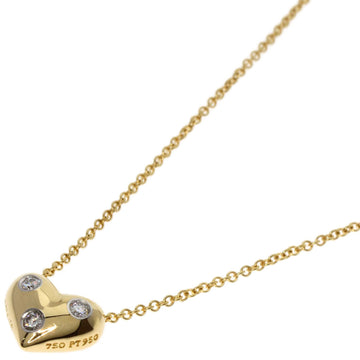 TIFFANY & Co. Dots Heart Diamond Necklace, K18 Yellow Gold/PT950, Women's,