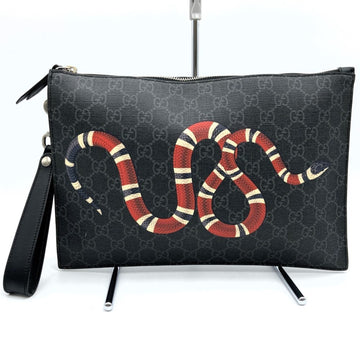GUCCI clutch bag, second king snake, snake pattern, black, GG Supreme, 473904,