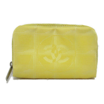 CHANEL New Travel Line coin purse with key ring Yellow Nylon
