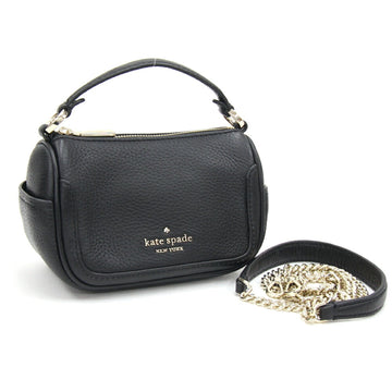 KATE SPADE Bag Smoosh K7335 Black Leather Chain Shoulder Pouch Handbag Women's Pochette