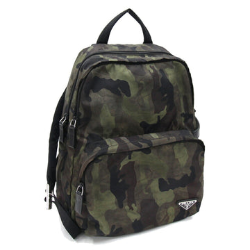 PRADA Backpack VZ0051 Khaki Brown Black Nylon Camouflage Men Women