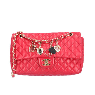 CHANEL Matelasse 25 Valentine Limited Coco Mark Shoulder Bag Lambskin 9199 Red Women's W Chain BRB10010000013197