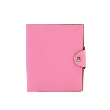 HERMES Ulysse PM Notebook Cover Togo Pink N Stamp Silver Metal Fittings