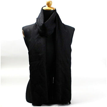 GUCCI Wool x Silk Stole Shawl Rectangular Black GG Pattern 165904  Women's