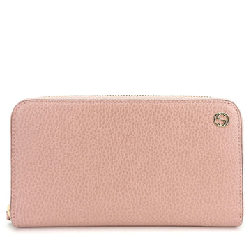 GUCCI Long Wallet 449347 Interlocking Leather Pink Round Zipper Accessory Women's