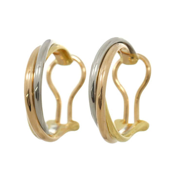 CARTIER Trinity Earrings K18 YG PG WG 3 Color Three Gold Hoop 750 Clip on