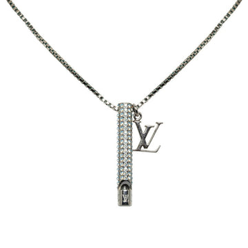 LOUIS VUITTON Sifre LV Rhinestone Whistle Necklace M68874 Silver Metal Women's