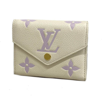 LOUIS VUITTON Tri-fold Wallet Monogram Empreinte Portefeuille Victorine M82925 Latte White Lilac Ladies