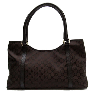 GUCCI Shoulder Bag GG Nylon/Leather Dark Brown Ladies 257302
