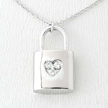 TIFFANY & Co.  Pendant Necklace Lock 3P Diamond 750 [K18WG] 01-E148684
