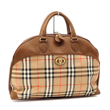 BURBERRY's Tote Bag Women's Brown Beige Canvas Suede Hand Plaid Pattern A6047063