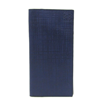 LOEWE Linen Men's Leather Long Wallet [bi-fold] Navy