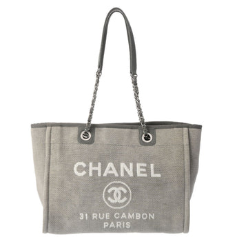 CHANEL Deauville MM Chain Tote Gray - Women's Canvas Bag